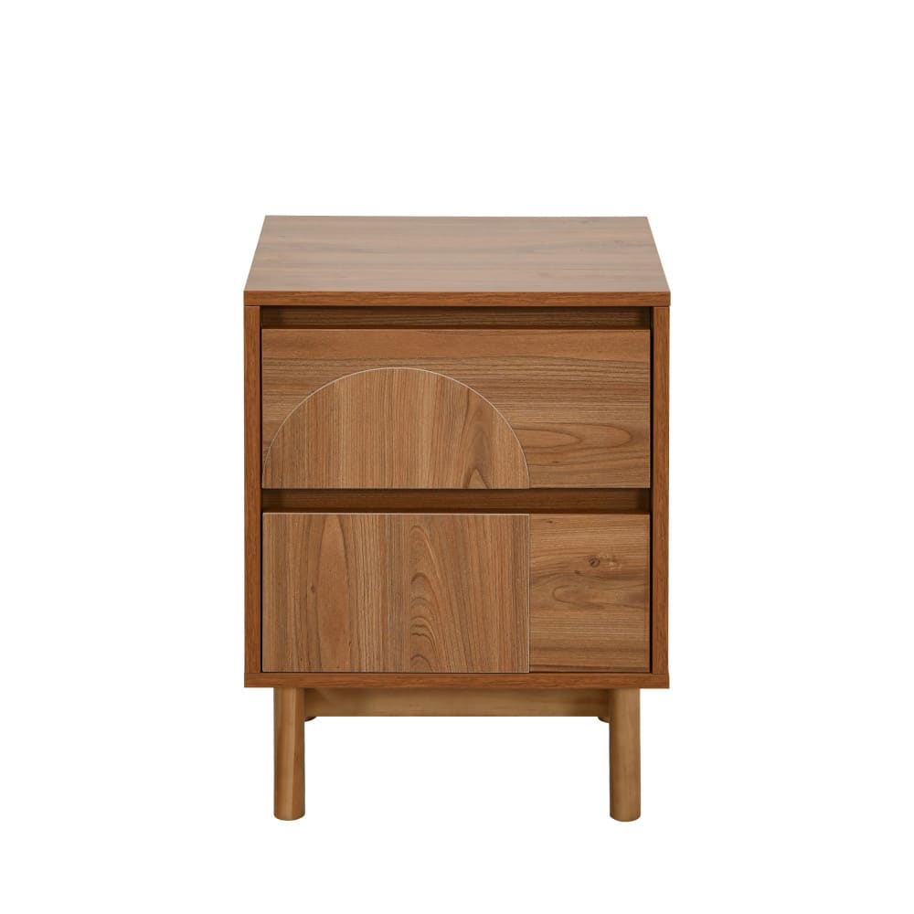 Table de chevet 2 tiroirs en bois - bois foncé