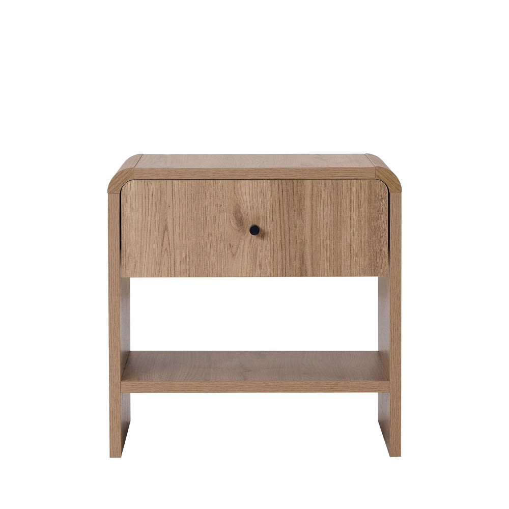 Table de chevet 1 tiroir aux bords arrondis en bois - bois clair