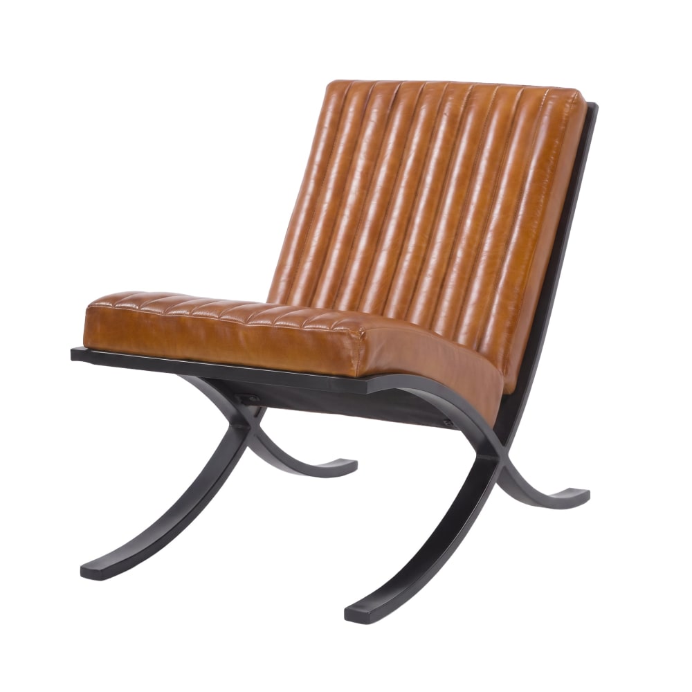 Fauteuil en cuir de buffle marron