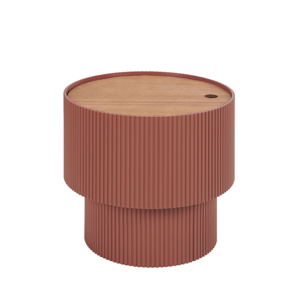 Table d'appoint avec rangement en bois ø38,5cm - terracotta Table d'appoint avec rangement en bois ø38,5cm - terracotta