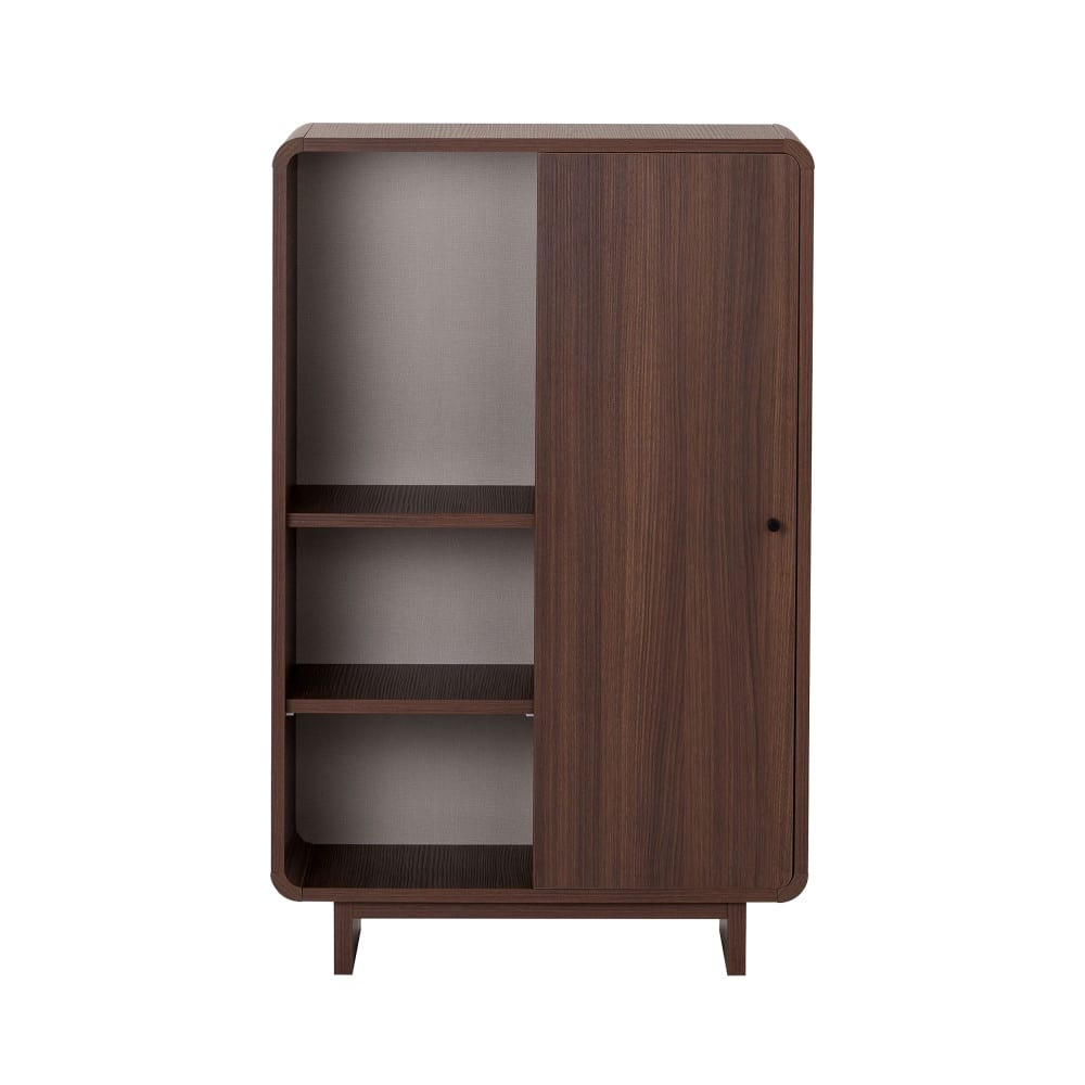 Buffet haut 1 porte aux bords arrondis en bois h110cm - bois foncé