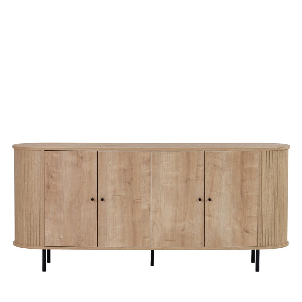 Buffet 4 portes aux bords arrondis en bois l180cm - bois clair