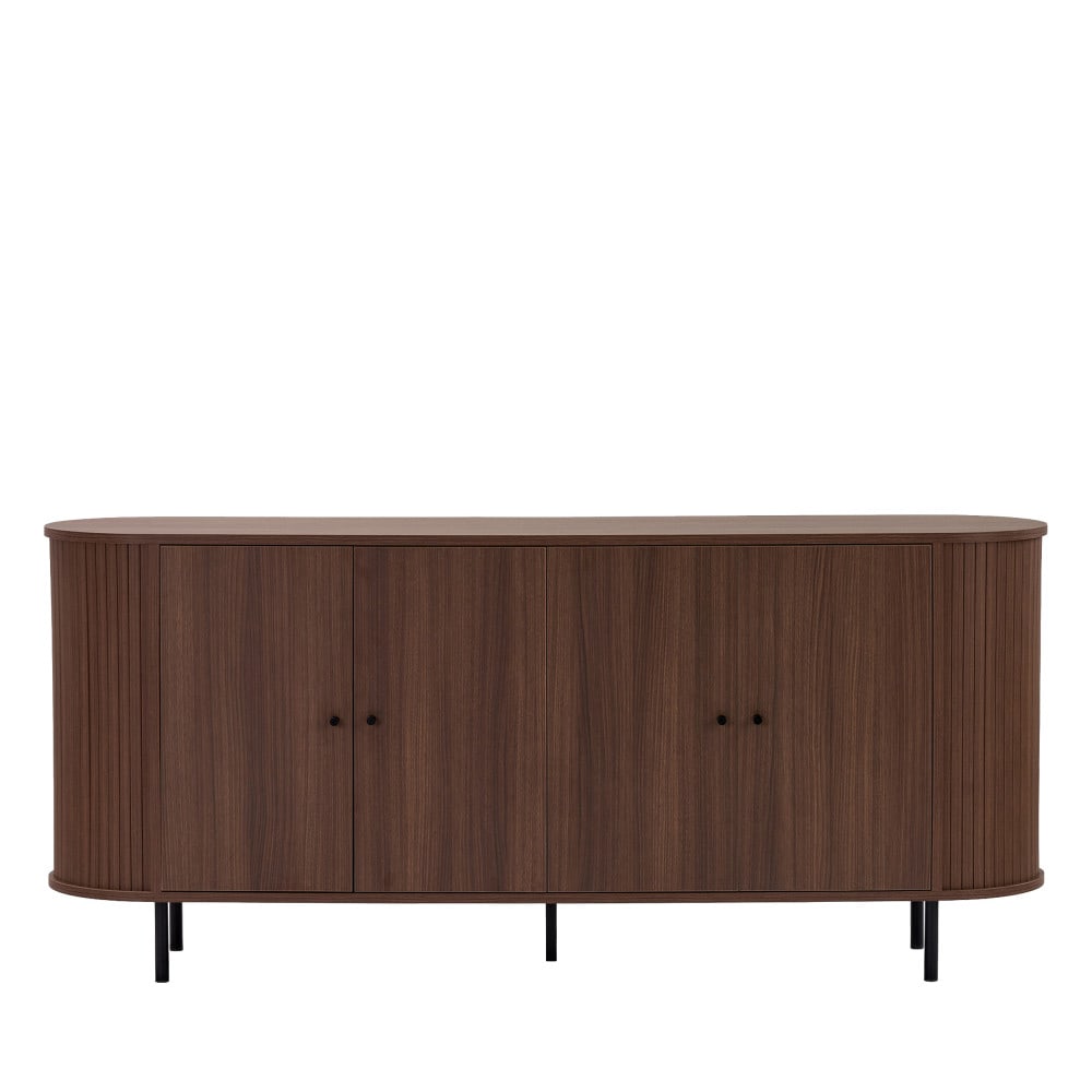 Buffet 4 portes aux bords arrondis en bois l180cm - bois foncé
