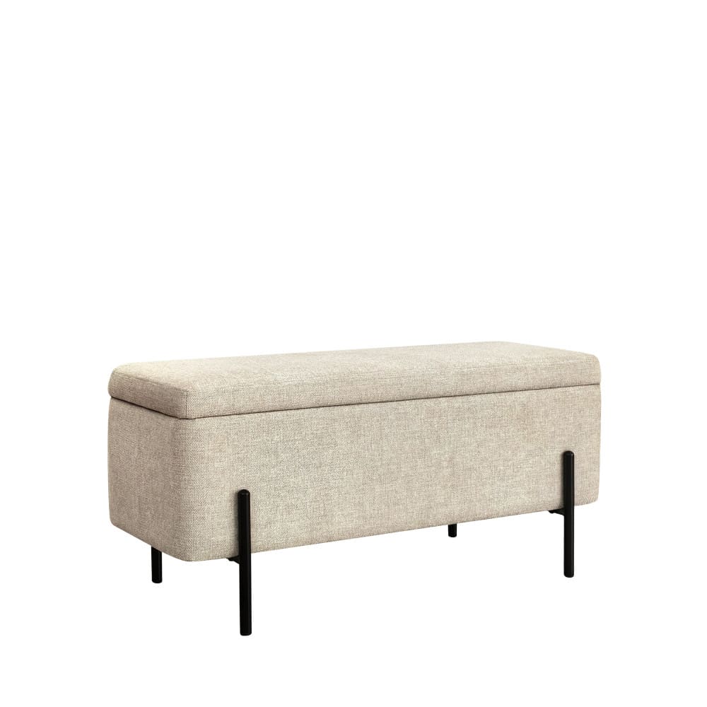 Banc coffre en tissu et métal l100cm - beige Banc coffre en tissu et métal l100cm - beige