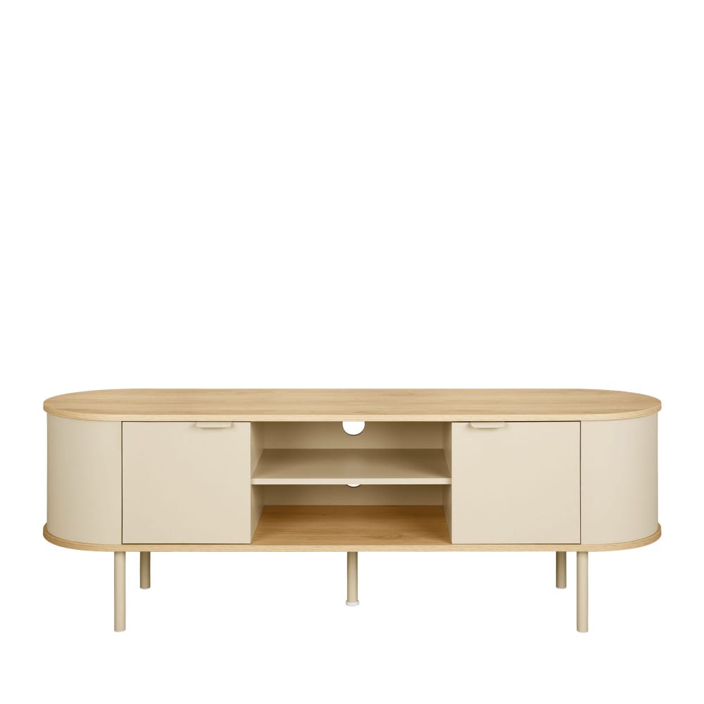Meuble tv 2 portes en bois et métal l150cm - beige Meuble tv 2 portes en bois et métal l150cm - beige