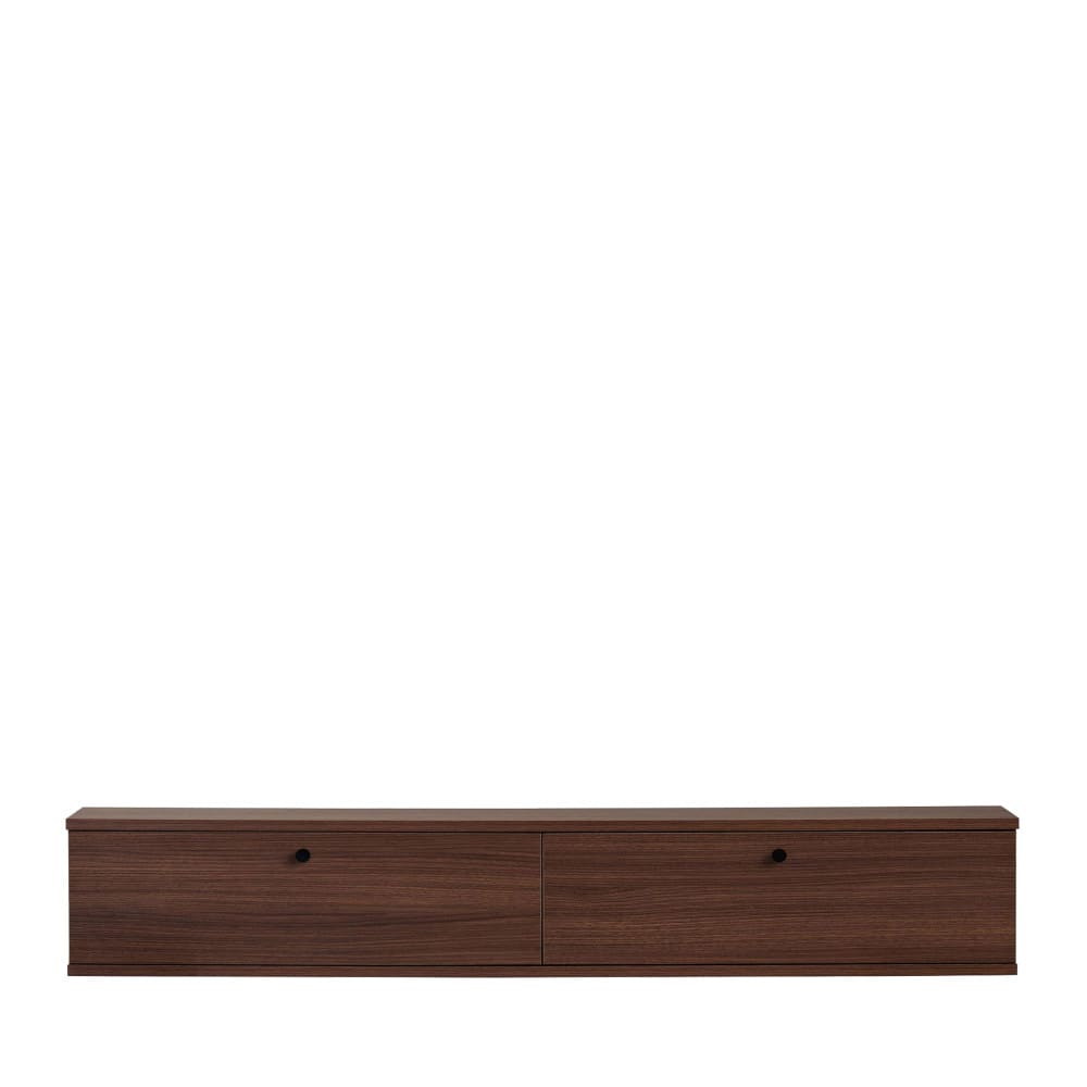 Meuble tv suspendu 2 portes en bois l160cm - bois foncé