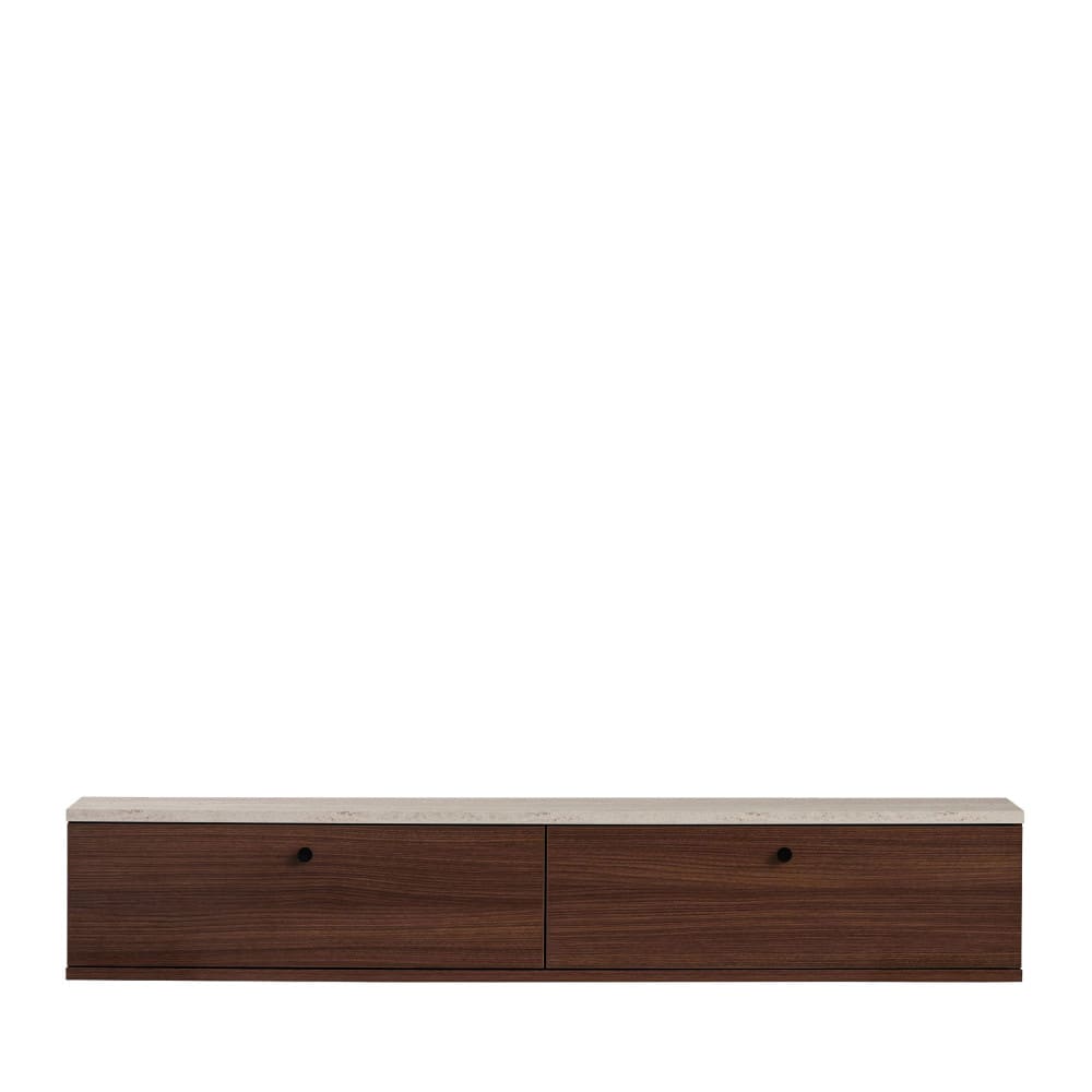 Meuble tv suspendu 2 portes bois et effet travertin l140cm bois foncé Meuble tv suspendu 2 portes bois et effet travertin l140cm bois foncé
