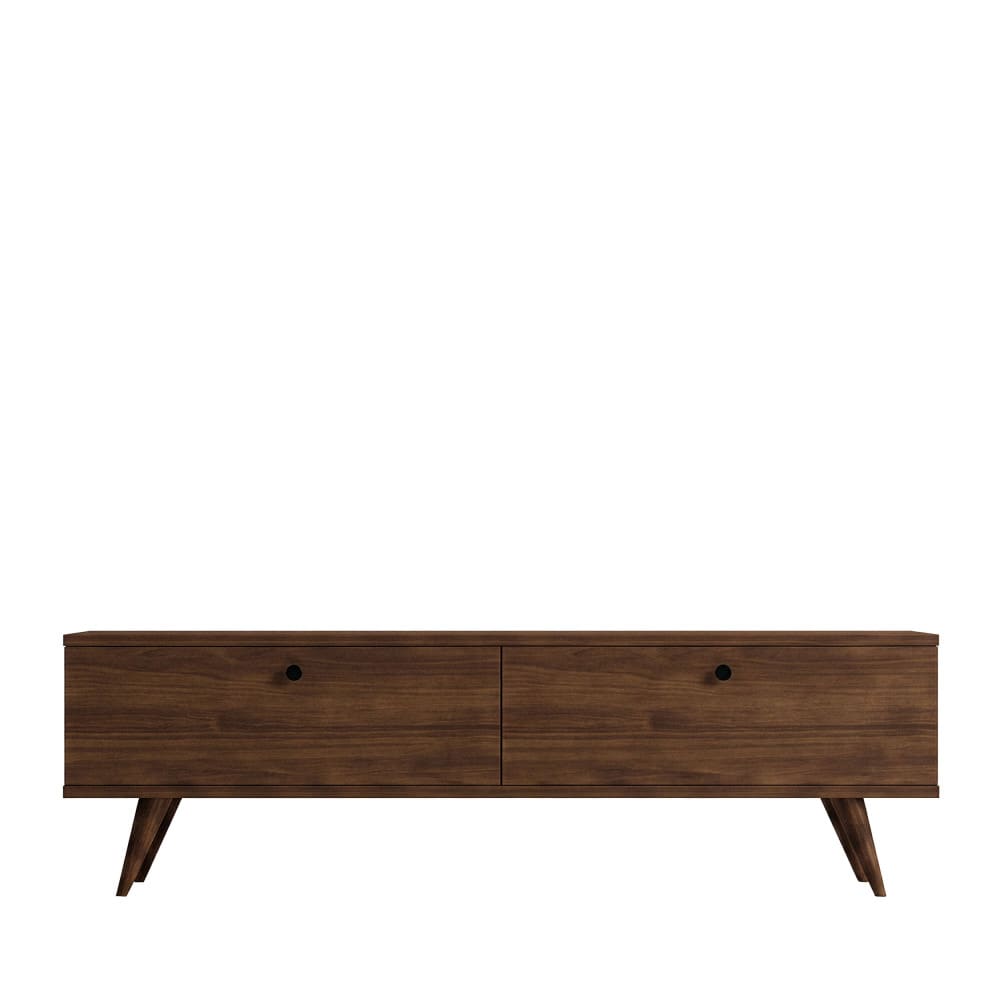Meuble tv 2 portes en bois l140cm - bois foncé