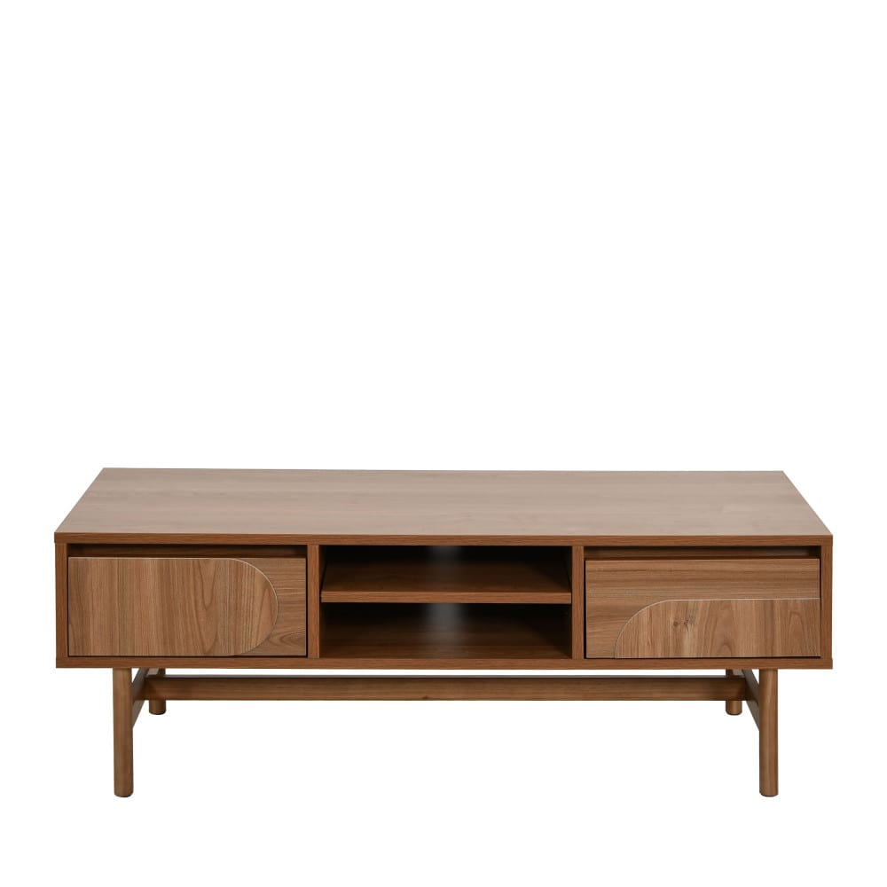 Meuble tv 2 tiroirs en bois l120cm - bois foncé Meuble tv 2 tiroirs en bois l120cm - bois foncé