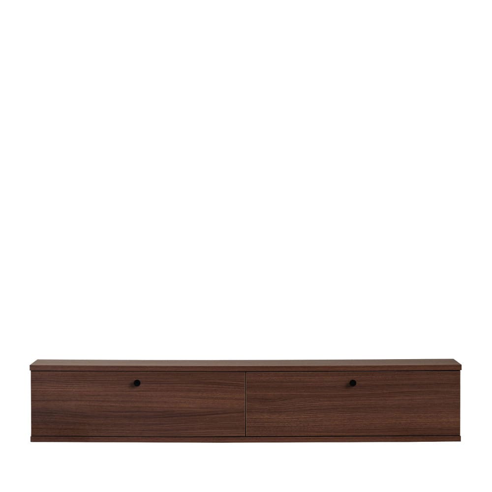 Meuble tv suspendu 2 portes en bois l140cm - bois foncé Meuble tv suspendu 2 portes en bois l140cm - bois foncé