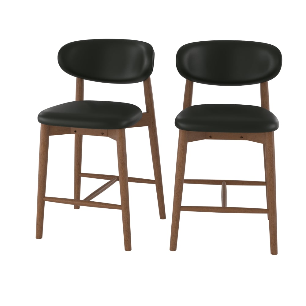 Maison Pavane 2er Set Barstühle aus schwarzem Kunstleder für Kücheninsel 64,5 cm style vintage - Pvc - Polyvinlychlorid