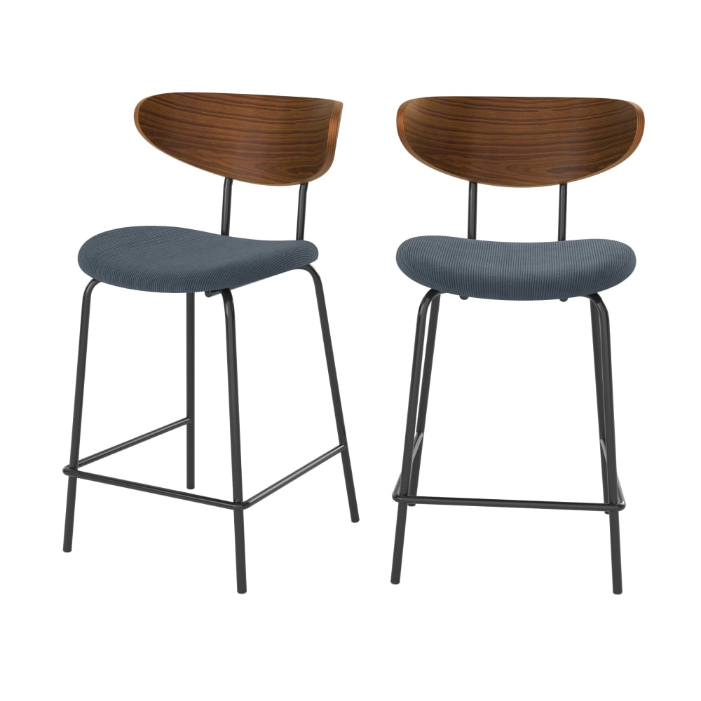 Lot de 2 chaises pour îlot central, velours côtelé bleu marine 64.5 cm