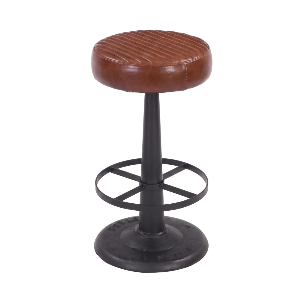 Maison Pavane Barhocker für Kücheninsel, 65 cm, dunkelbraunes Büffelleder style industrial - -