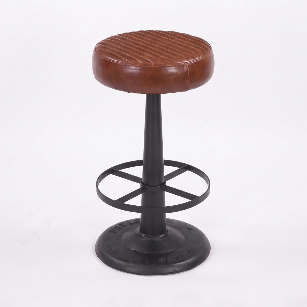 Barhocker für Kücheninsel, 65 cm, dunkelbraunes Büffelleder -