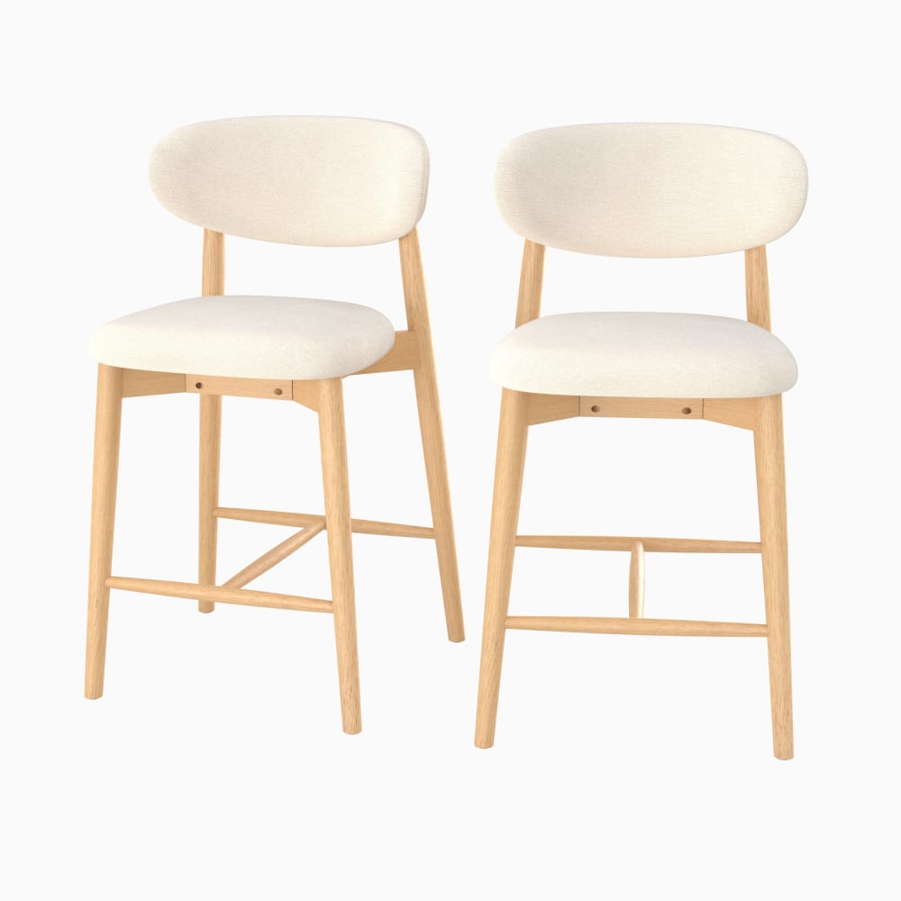 Lot de 2 chaises pour ilot central 64,5 cm en tissu beige