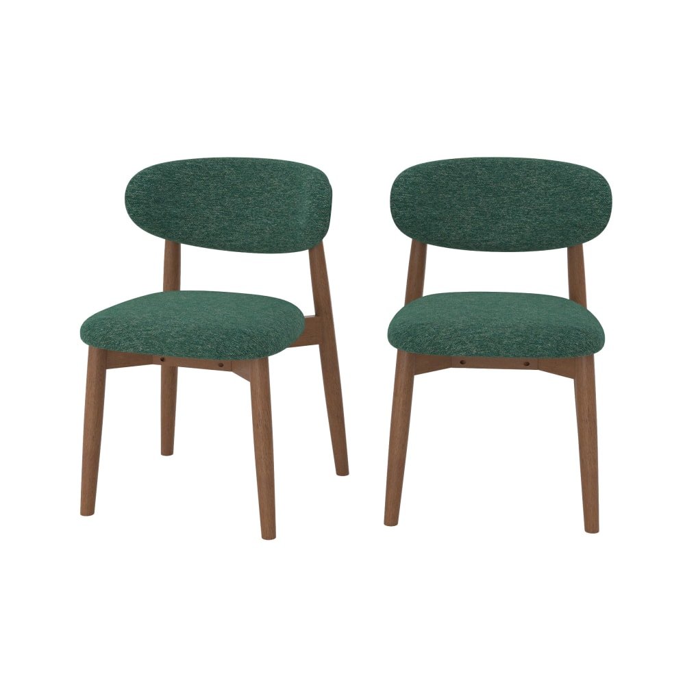 Maison Pavane 2er Set stühle aus tannengrünem Stoff und dunklem Kautschukholz style vintage - Stoff