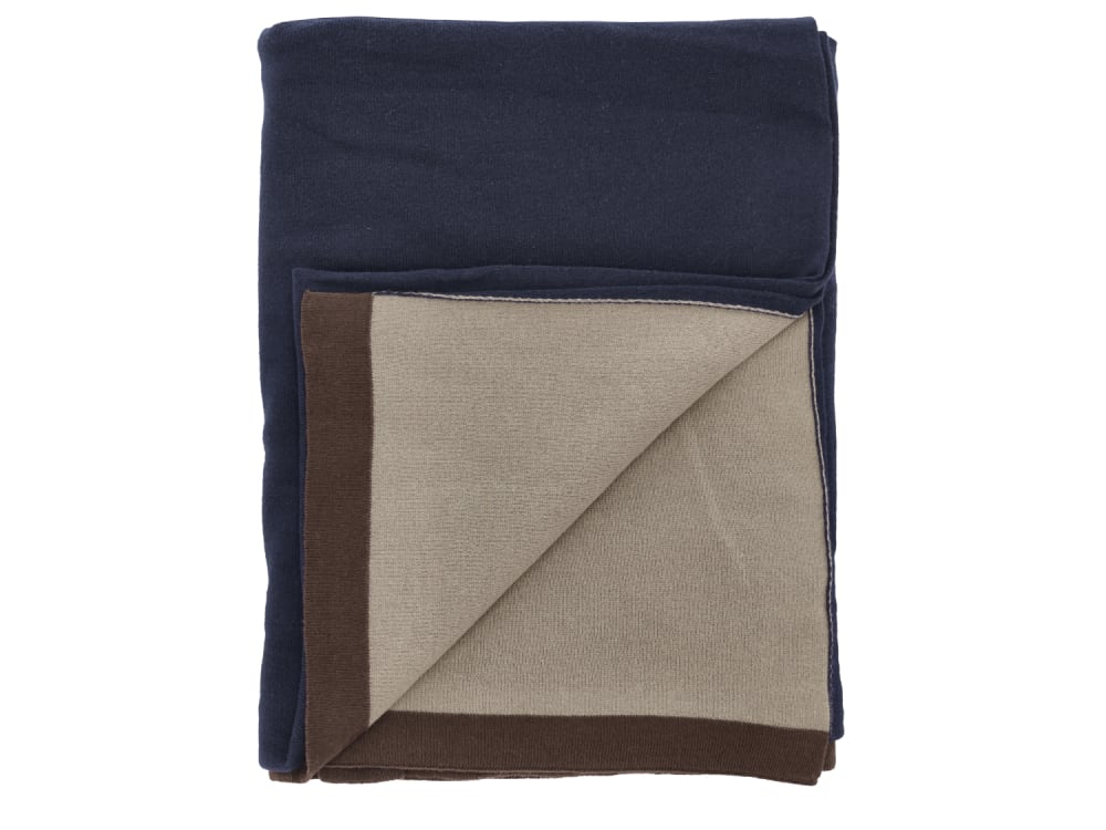 Plaid en coton bleu marine 170x130cm Plaid en coton bleu marine 170x130cm