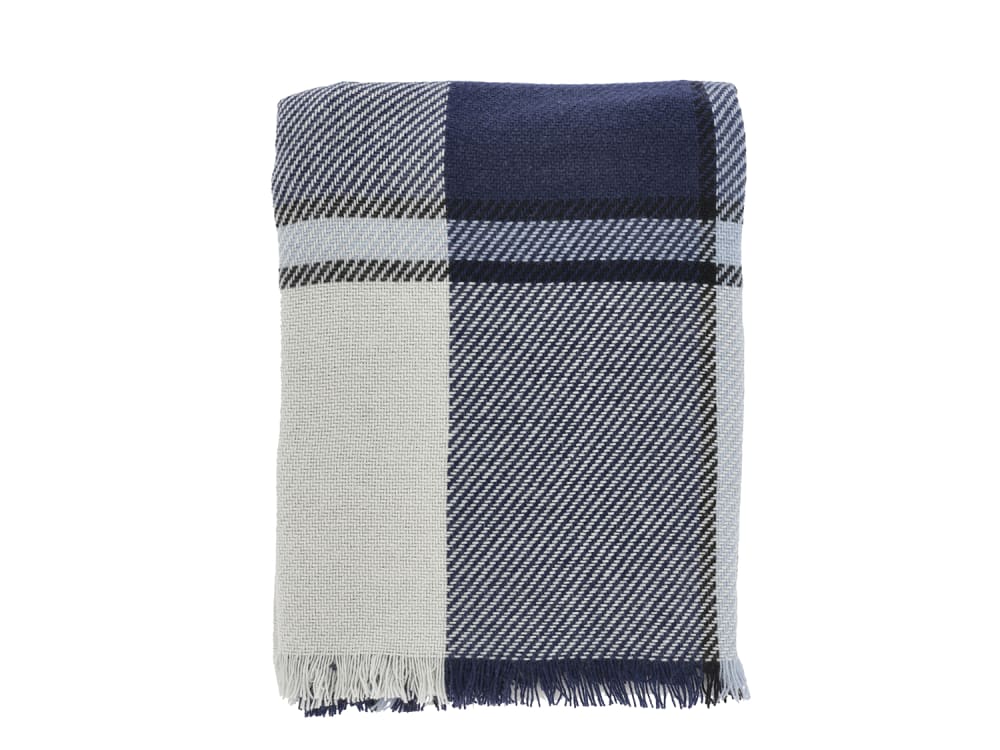 Plaid en laine bleu 130x170cm