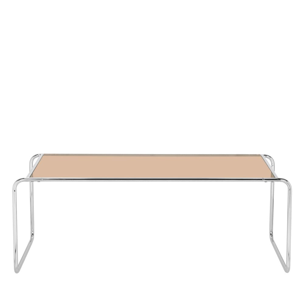 Table basse en verre pieds chrome l110cm - marron