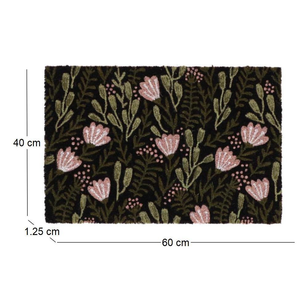 Paillasson en fibres de coco floral noir — vue 3