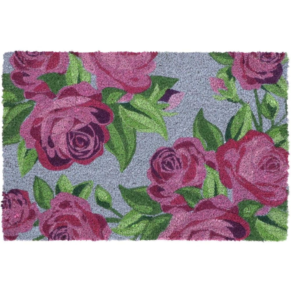 Paillasson en fibres de coco roses fond bleu