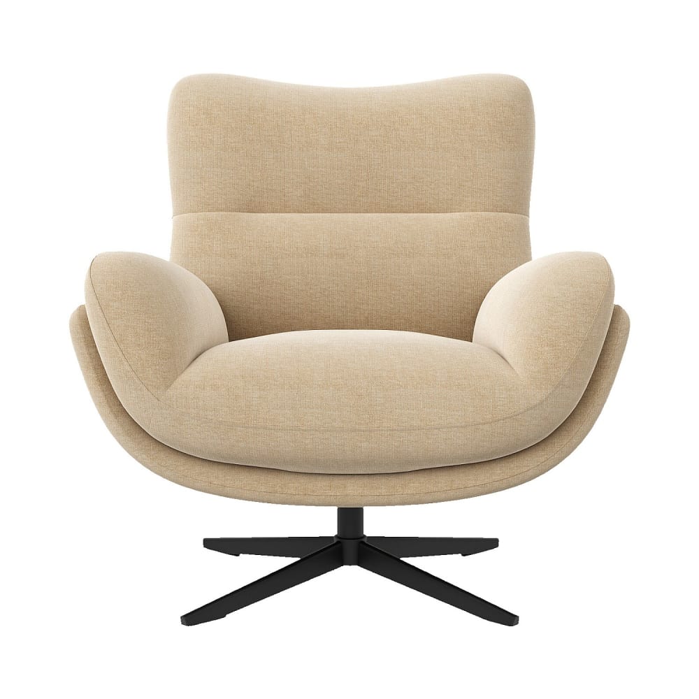 Fauteuil pivotant en tissu et métal noir - beige Fauteuil pivotant en tissu et métal noir - beige