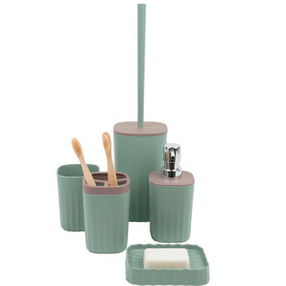 Set complet pour salle de bain polypropylène vert 5 pièces