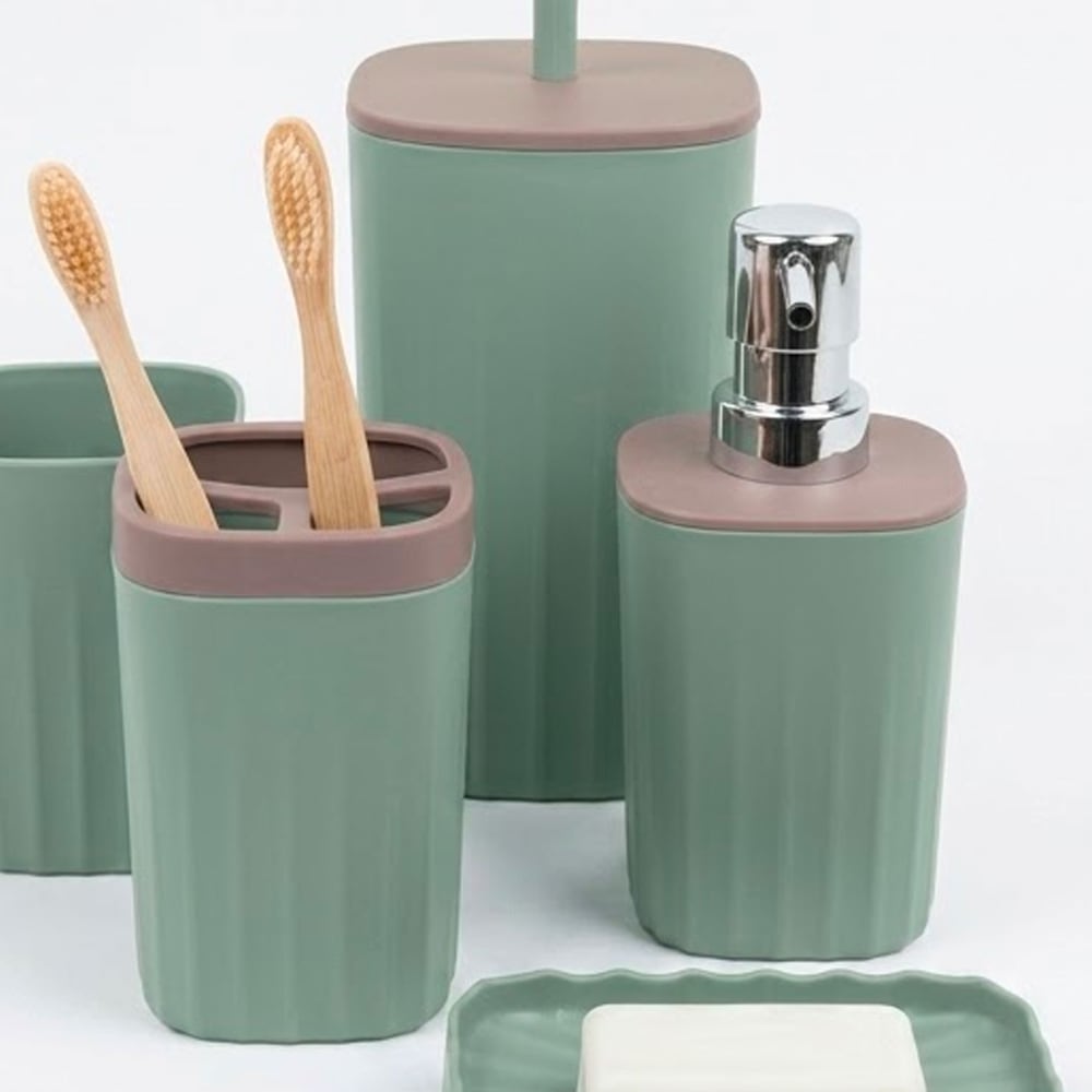 Set complet pour salle de bain polypropylène vert 5 pièces — vue 3
