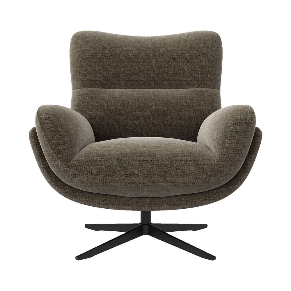 Fauteuil pivotant en tissu et métal noir - taupe Fauteuil pivotant en tissu et métal noir - taupe