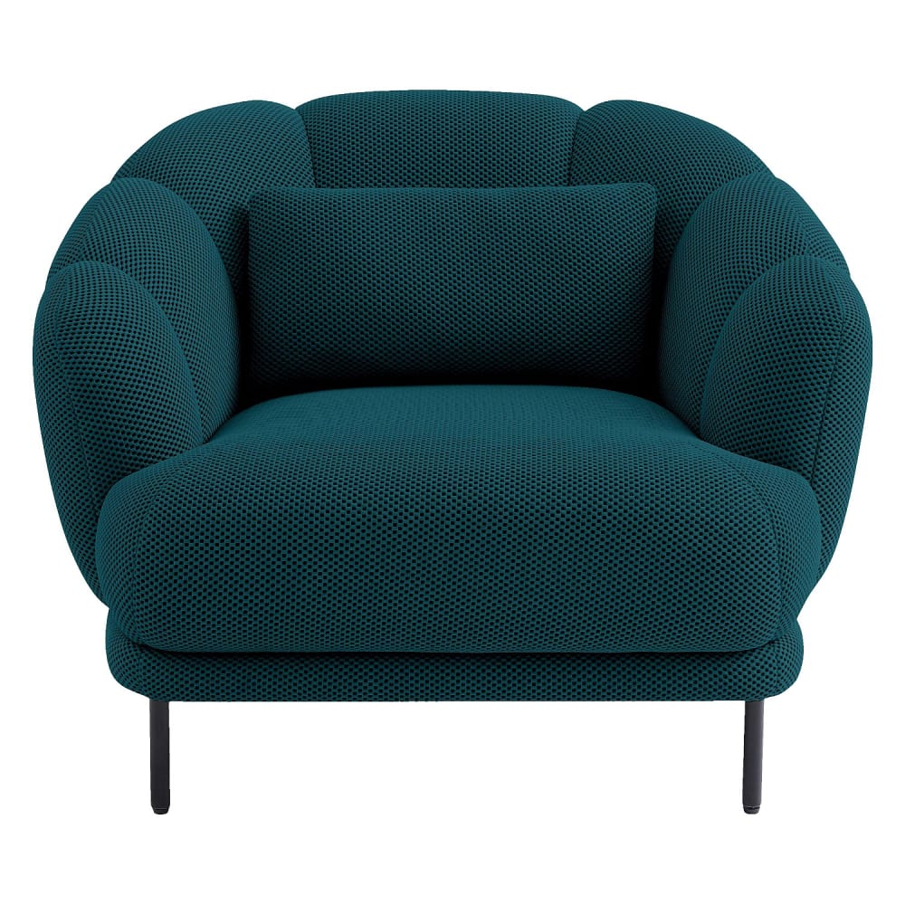 Fauteuil en tissu 3d et métal noir - bleu canard Fauteuil en tissu 3d et métal noir - bleu canard