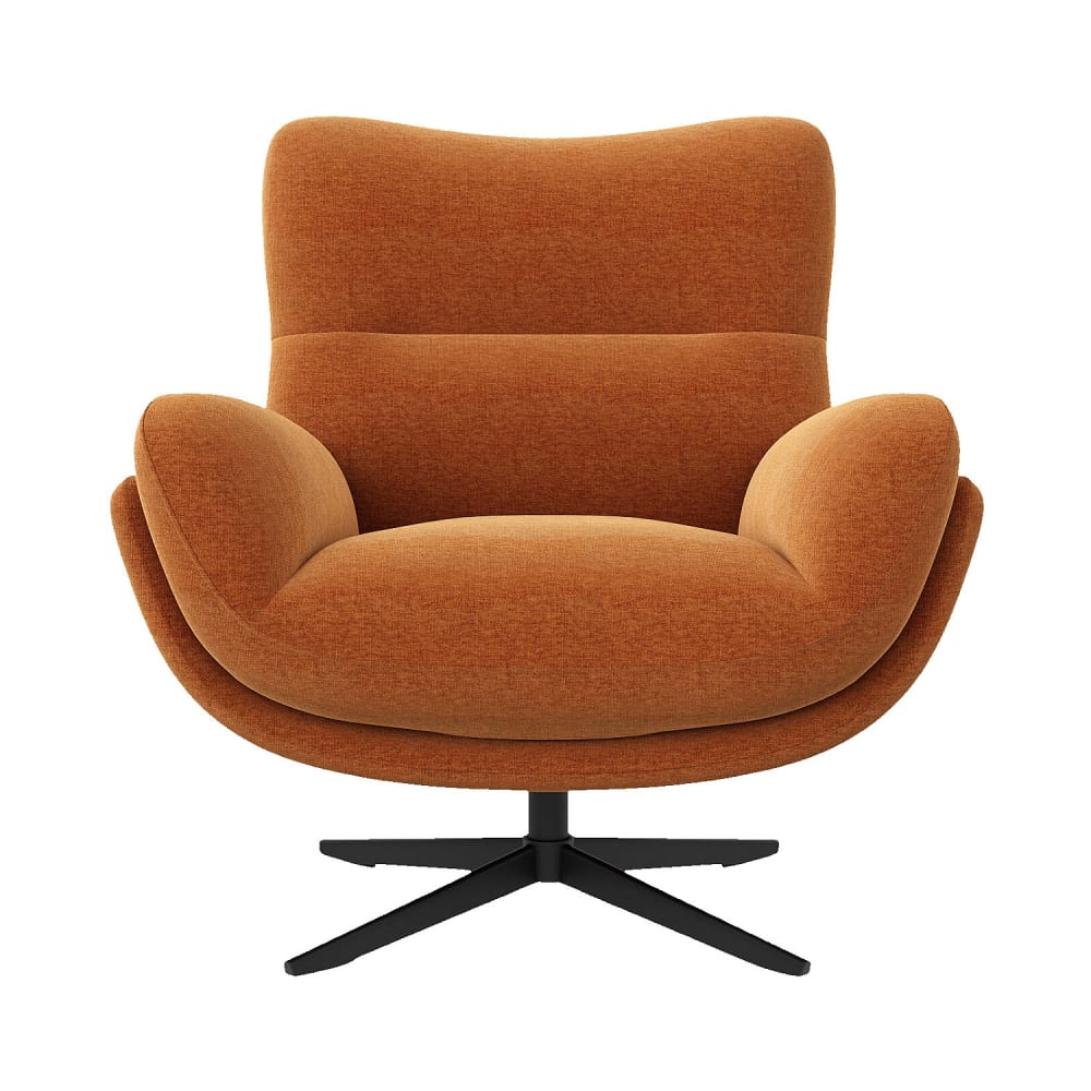 Fauteuil pivotant en tissu et métal noir - terracotta Fauteuil pivotant en tissu et métal noir - terracotta