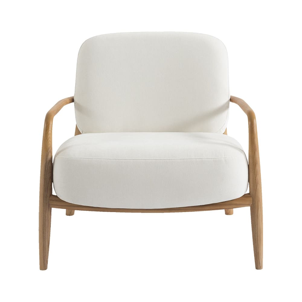 Fauteuil en tissu et bois massif - écru Fauteuil en tissu et bois massif - écru