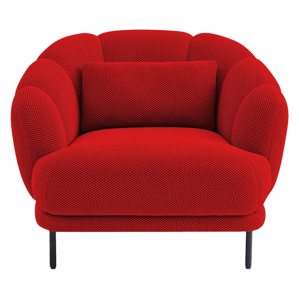 Fauteuil en tissu 3d et métal noir - rouge coquelicot Fauteuil en tissu 3d et métal noir - rouge coquelicot