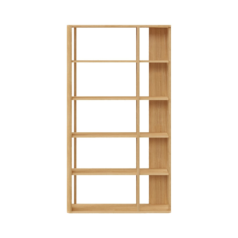 Bibliothèque en bois massif plaqué chêne 100 x 180 cm - naturel Bibliothèque en bois massif plaqué chêne 100 x 180 cm - naturel