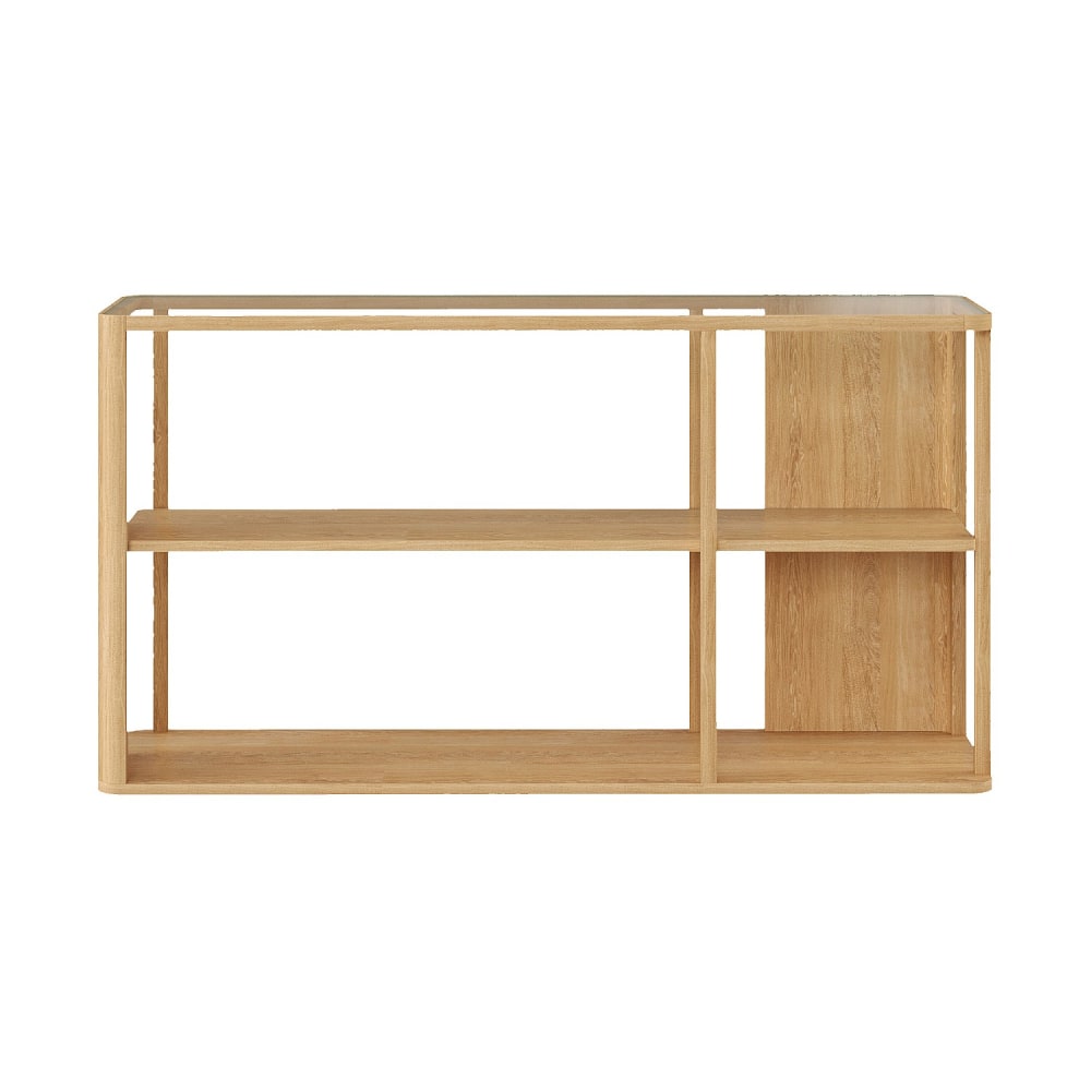 Bibliothèque en bois massif plaqué chêne et verre trempé 140 x 75 cm - Bibliothèque en bois massif plaqué chêne et verre trempé 140 x 75 cm -