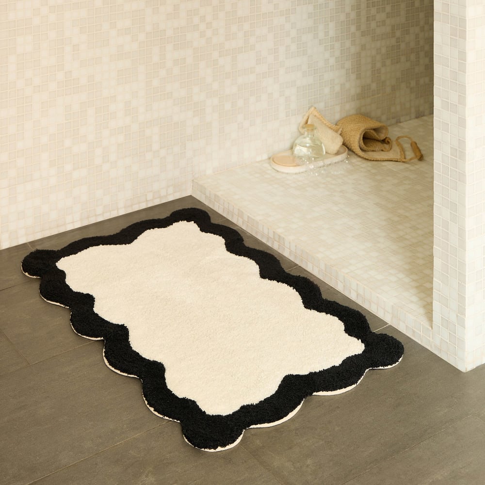 Tapis de bain festonné en coton naturel - 1200 g/m² - 50 x 80 cm - — vue 3