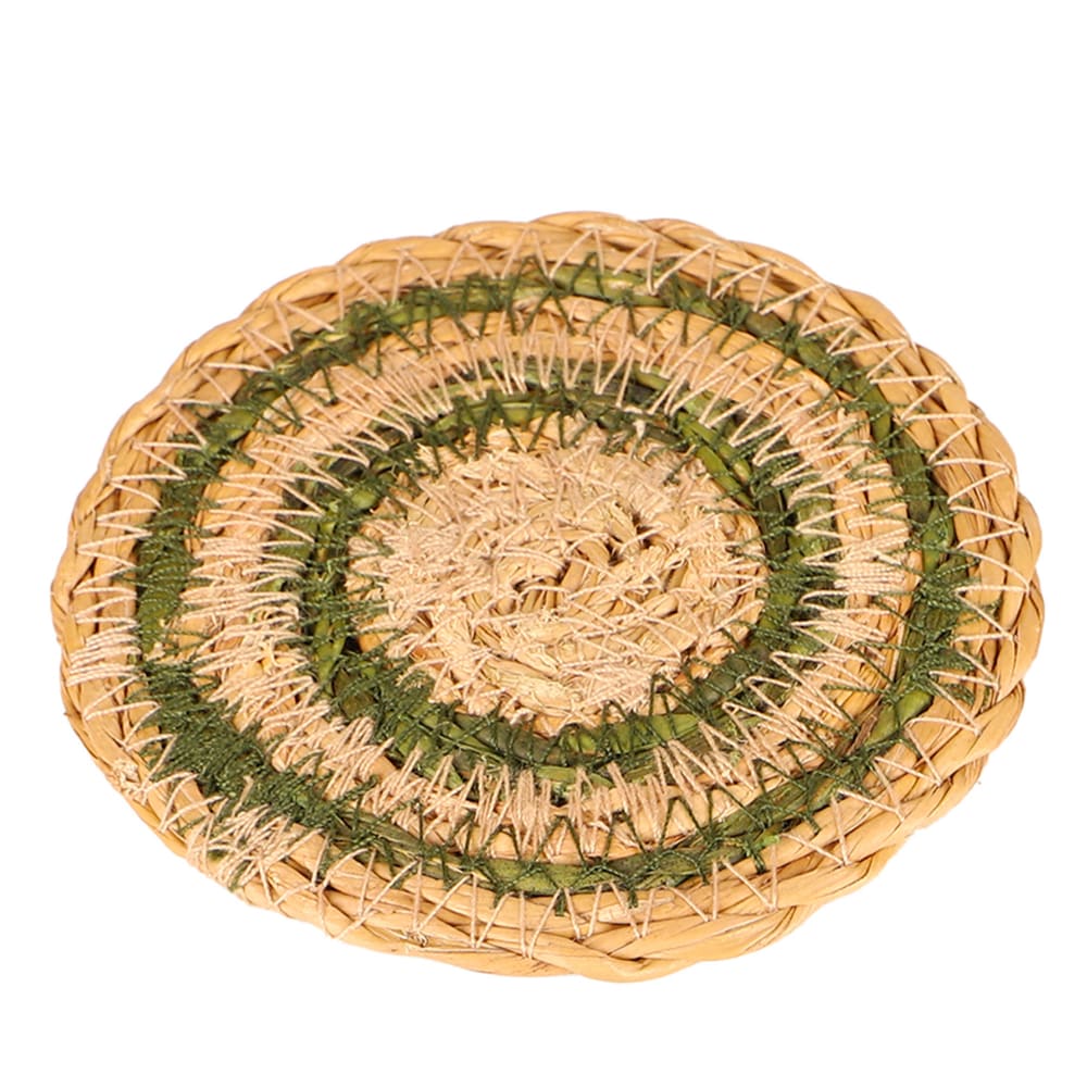 Set de 4 dessous de verre en jute vert et beige 10cm — vue 3