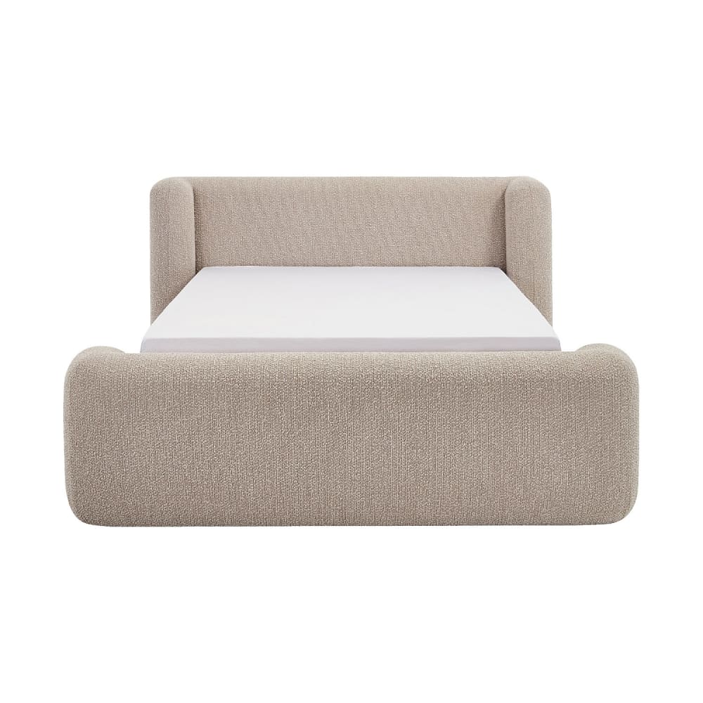 Lit 180 x 200 cm en tissu bouclette - grège Lit 180 x 200 cm en tissu bouclette - grège