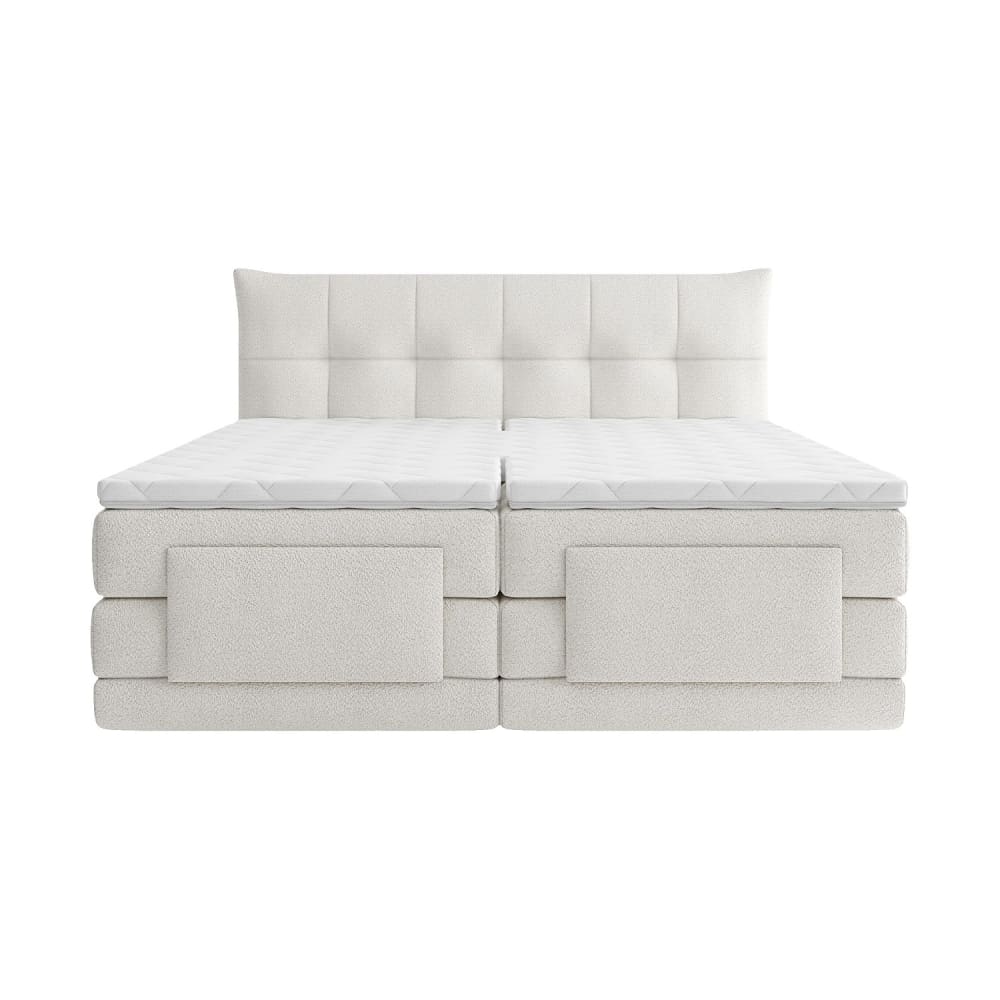 Lit électrique 160 x 200 cm en tissu - crème Lit électrique 160 x 200 cm en tissu - crème
