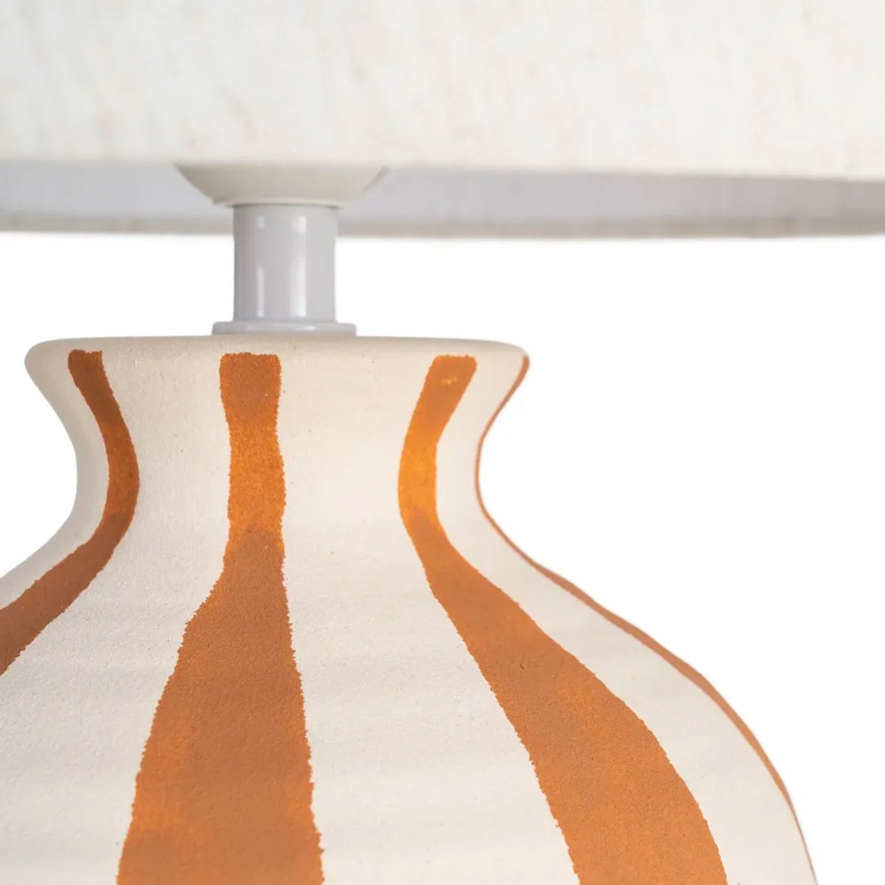 Lampe à poser céramique blanche rayures terracotta 30x30x55.5cm — vue 3