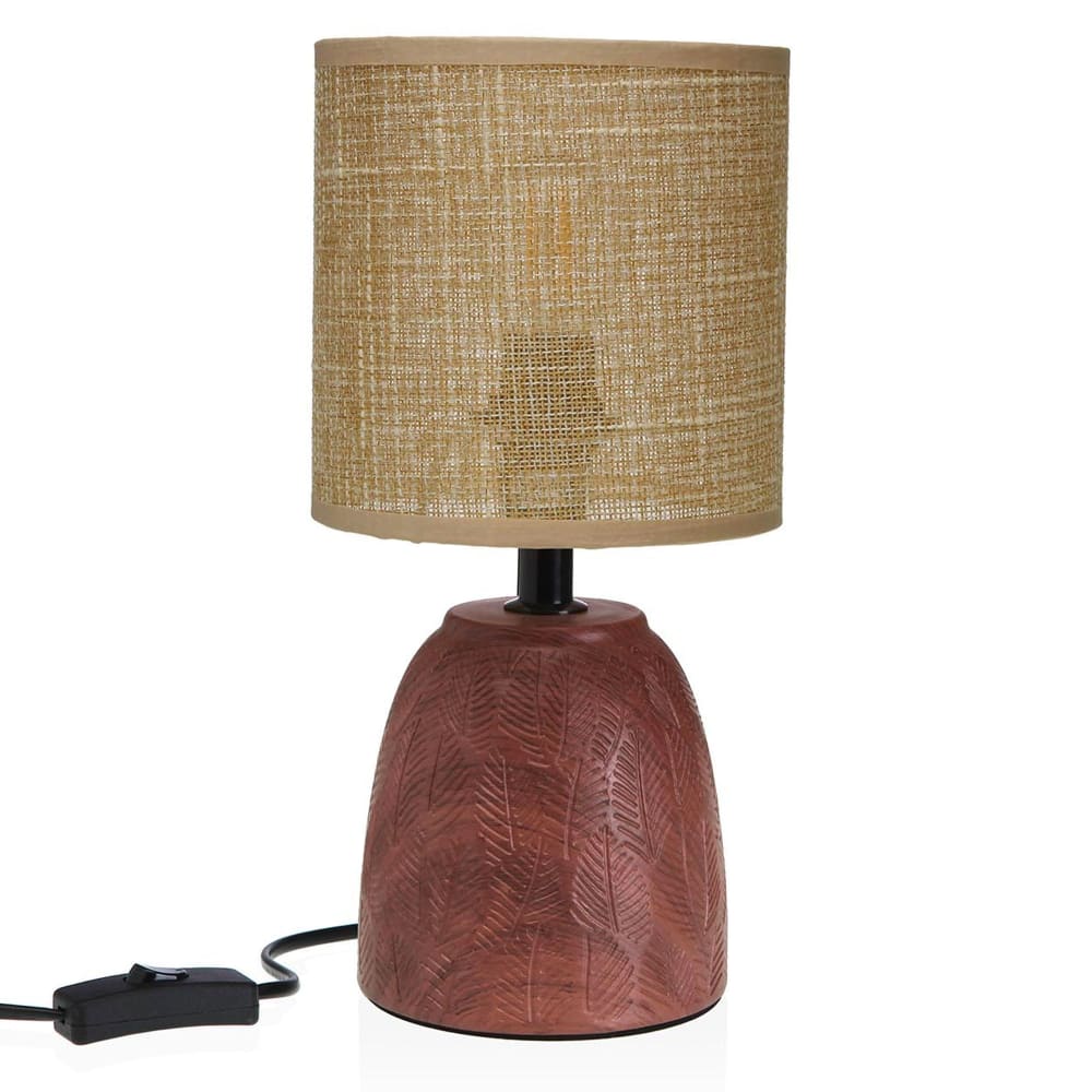 Lampe à poser en céramique marron et beige 13x13x27.5cm