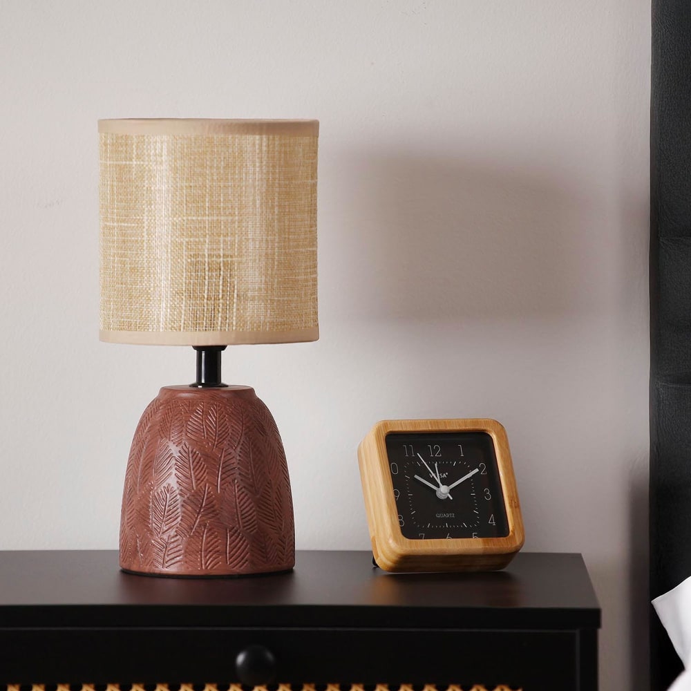 Lampe à poser en céramique marron et beige 13x13x27.5cm — vue 3