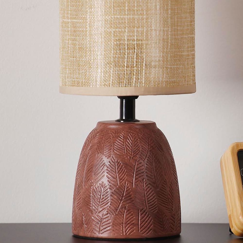 Lampe à poser en céramique marron et beige 13x13x27.5cm — vue 4