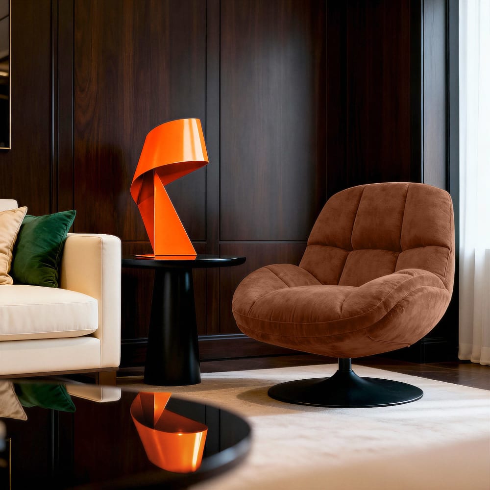 Lampe de table en métal - 50 cm - orange tangerine — vue 3