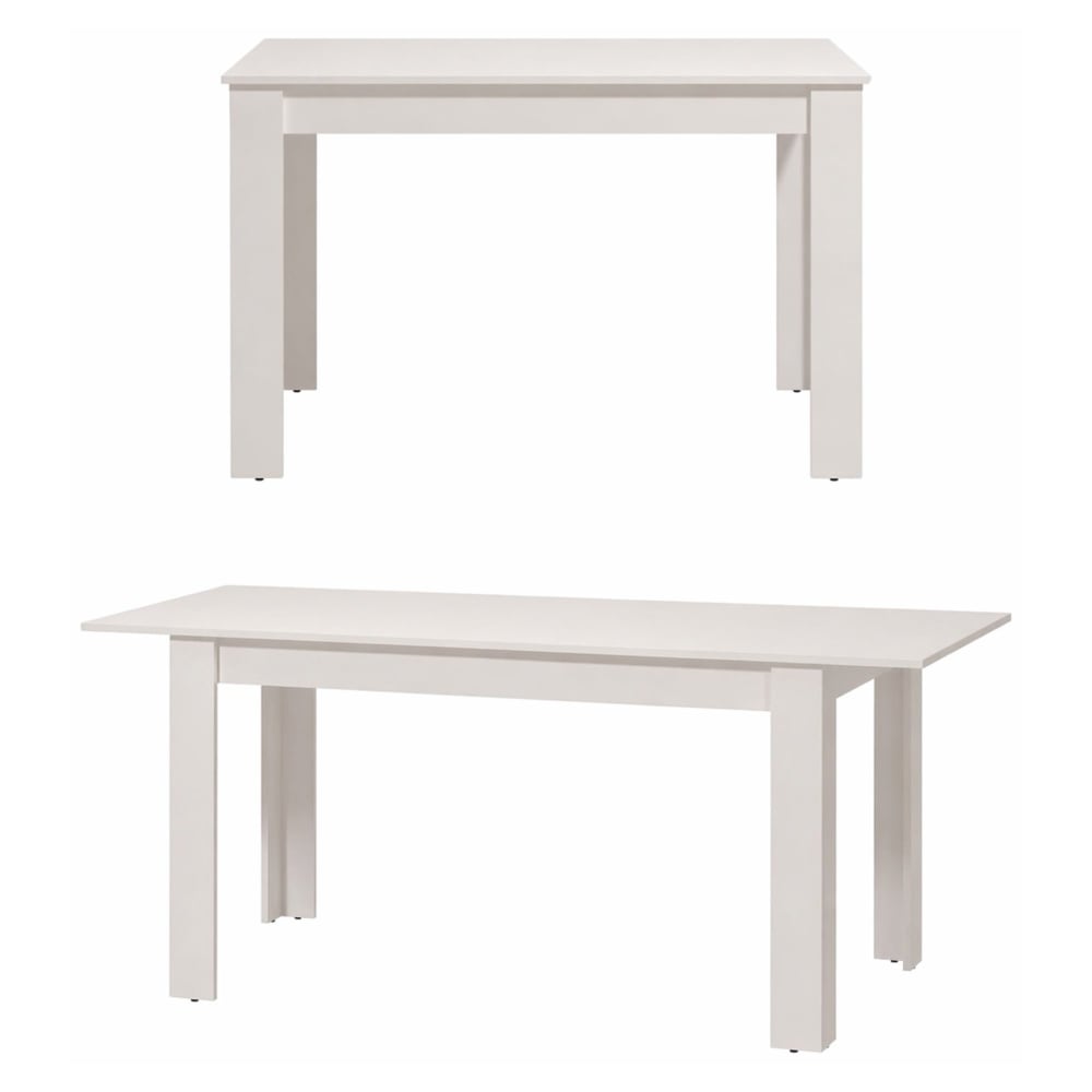 Table extensible en bois blanc mat Table extensible en bois blanc mat