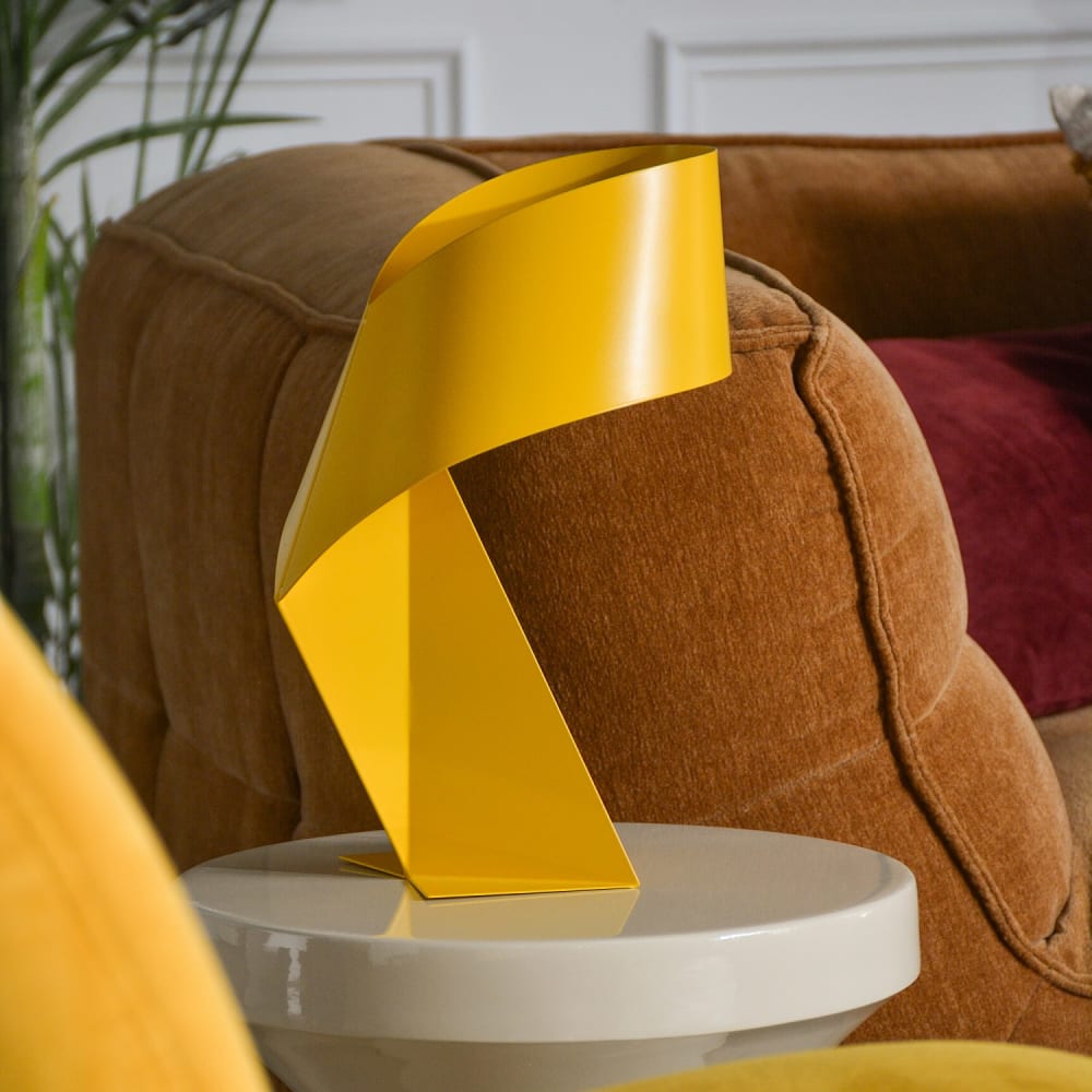 Lampe de table en métal - 35 cm - jaune soleil — vue 3