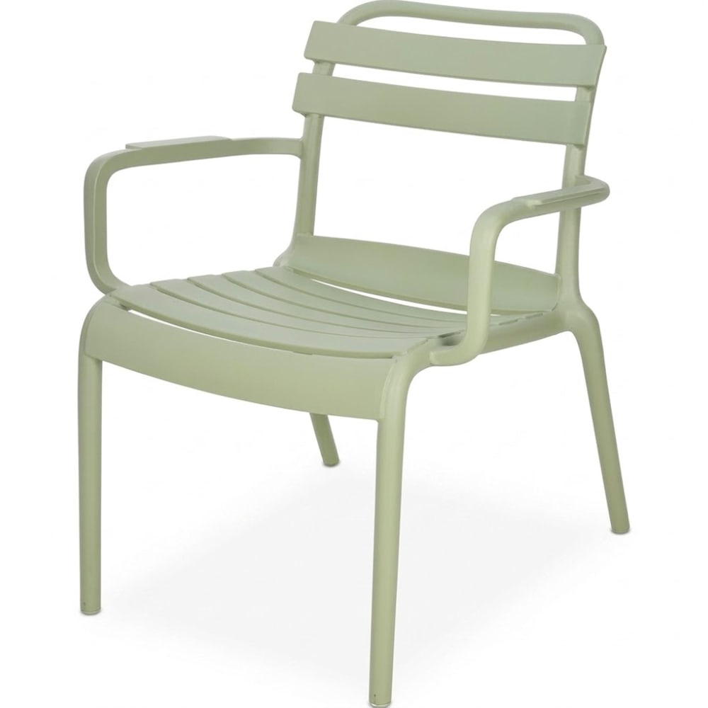 Fauteuil de jardin classique en polypropylène vert empilable 67x64.5x7