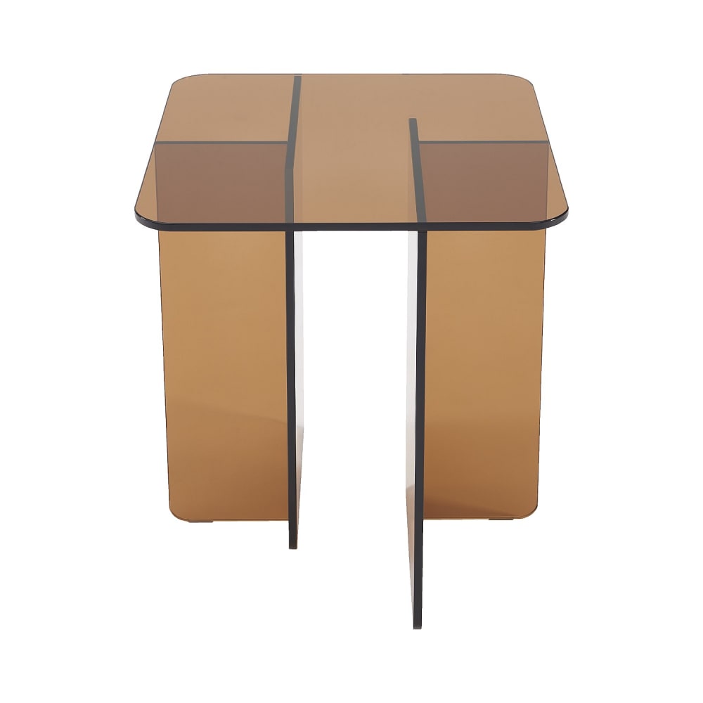 Table d'appoint en verre trempé - marron ambré Table d'appoint en verre trempé - marron ambré