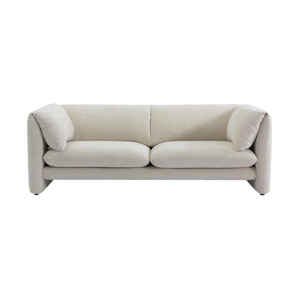 Canapé 3 places en tissu avec dossier garni de plumes - beige Canapé 3 places en tissu avec dossier garni de plumes - beige