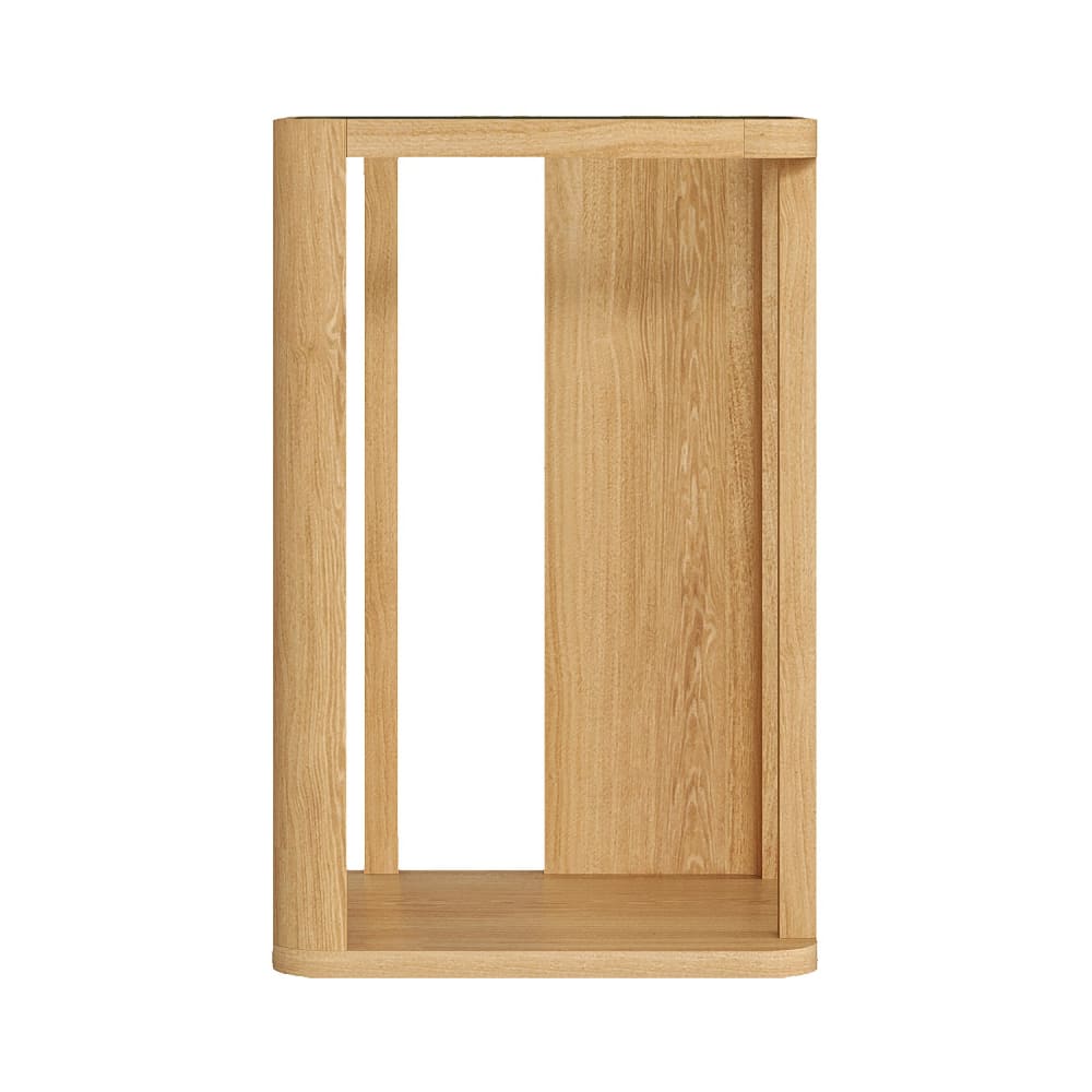 Table d'appoint en bois massif plaqué chêne et verre trempé - naturel Table d'appoint en bois massif plaqué chêne et verre trempé - naturel
